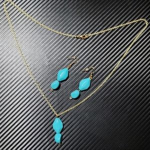 Turquoise bead earrings and necklace
